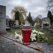 položky Náhrobné sviečky červené kvapky smútočné svetlá Ø9cm V17cm 4 ks