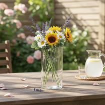 položky Vysoká sklenená váza, jednoduchý sklenený valec ako kvetinová váza alebo dekoratívne sklo, 20 cm