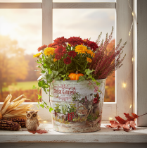 položky Okrúhly kovový kvetináč/kvetináč Fresh Garden V21 cm