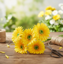 položky Umelé kvety Gerbera Sun Yellow Garden Flower 47cm