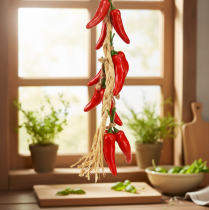 položky Ozdobný vešiak letné chilli papričky červené umelé L50cm