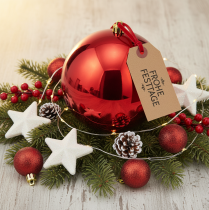 položky Veľká červená plastová vianočná guľa, Ø25 cm