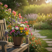 položky Vintage kvetináč s mriežkou, dizajn vážky, kovový, Ø16/V62cm