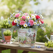 položky Malé kovové kvetináče, farebné, Fresh Garden, vysoké 16 cm, 2 kusy