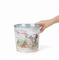 položky Okrúhly kovový kvetináč/kvetináč Fresh Garden V21 cm