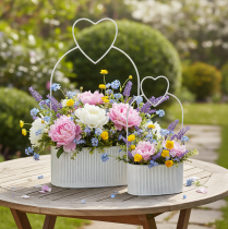 položky Dekoratívna oválna kovová miska so srdcom, biela, 20/16 cm, sada 2 kusov