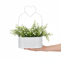 položky Dekoratívna oválna kovová miska so srdcom, biela, 20/16 cm, sada 2 kusov