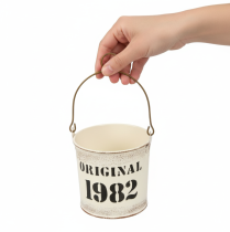 položky Dekoratívne vedro s rúčkou „Original 1982“ krémové Ø12/10cm 2×2-dielna sada