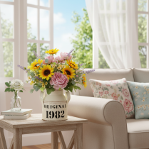 položky Kovový dekoratívny džbán „Original 1982“ krémovo hrdzavý, V13cm, 2 ks