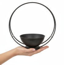 položky Miska s nohou, ozdobný krúžok, kov, antracit, V29 cm, 2 kusy