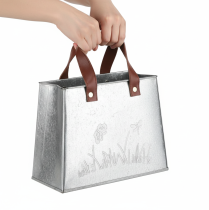 položky Dekoratívna taška, strieborná, biela, hnedá, kovová, kvetináč, D22 cm, 2 kusy