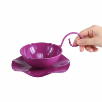 položky Dekoratívna kovová šálka na čaj s podšálkou, fialová, Ø11,5 cm, V8 cm, 2 kusy