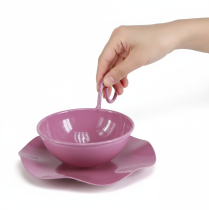 položky Kovová ozdobná šálka s podšálkou, ružová, V8cm Ø11,5cm, 2 kusy