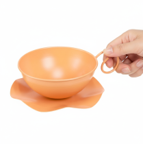 položky Dekoratívny hrnček Ø16cm V9cm s kovovým tanierom, oranžový, 2 kusy