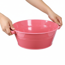 položky Ružová kovová misa na kvety s rúčkami, okrúhla, Ø33,5 cm