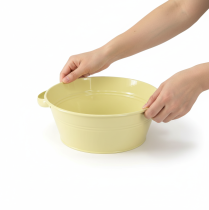 položky Dekoratívna kovová misa, zeleno-žltá, kvetinová misa s uchom, Ø33,5 cm