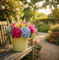 položky Dekoratívny kovový kvetináč, zeleno-žltý, kvetináč, 31x26x21,5 cm