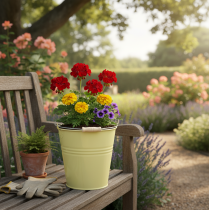 položky Kovové vedro/kvetináč v zelenožltej farbe, 26x22,5x23cm, 6l