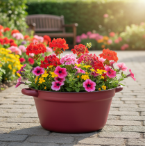 položky Kovové vedro s rúčkami, dekoratívna vanička na sadenie, červená, Ø20,5 cm, V10,5 cm