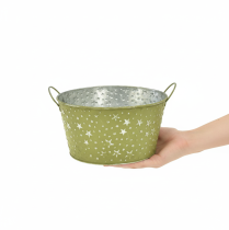 položky Kovová miska s hviezdičkami a rúčkami, zelená, Ø20cm, V11,5cm