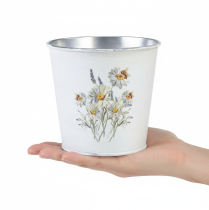 položky Kovový kvetináč, kvetináč, biely, výška 12,5 cm, výška 11,5 cm