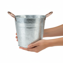 položky Vedro na kvetináč s rúčkami, kovová dekorácia, Ø19cm V17cm