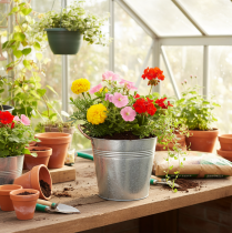 položky Kovový kvetináč s rúčkami, ozdobné vedro, Ø16cm V15cm