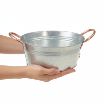 Článok Okrúhla kvetinová misa s rúčkami, kovová misa, Ø21cm, V9,5cm