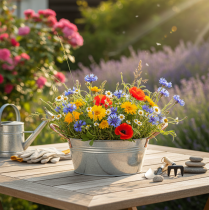 položky Okrúhla kvetinová misa s rúčkami, kovová misa, Ø21cm, V9,5cm