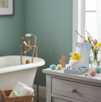 položky Veľkonočná dekorácia kuriatka, ženilkové kuriatko vo vani, žlté, 9 cm