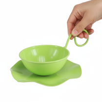 položky Kovová ozdobná šálka s podšálkou, svetlozelená, V8cm Ø11,5cm, 2 kusy