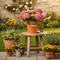 položky Dekoratívne kovové vedro/kvetináč, oranžovo-hnedé, Ø22 cm, V21,5 cm, 6 l