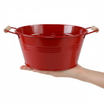 položky Dekoratívna misa s rúčkami, kovová misa na kvety, červená, Ø29cm, V14,5cm