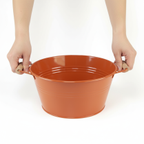 Článok Dekoratívna misa s rúčkami, kovová, oranžovo-hnedá, Ø29cm, V14,5cm