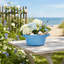 položky Dekoratívna misa/kvetináč, modrý kov, dekorácia v štýle shabby chic, Ø17 cm, V8,5 cm