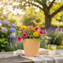 položky Kovový kvetináč, pastelovo oranžový, Ø13,5 cm V12,5 cm