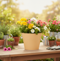 položky Kovový kvetináč, pastelovo oranžová, Ø20 cm V16 cm