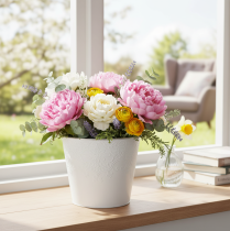 položky Kovový kvetináč, pastelovo biely, Ø16 cm V14 cm