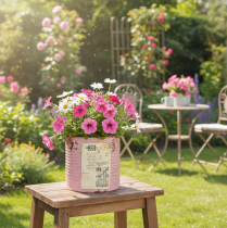 položky Dekoratívna plechovka, starožitná ruža, kovová plechovka na sadenie, Ø11cm V10,5cm