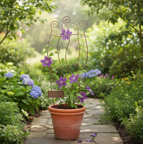 položky Kovová záhradná mriežka so zaobleným dizajnom pre popínavé rastliny, 110 cm