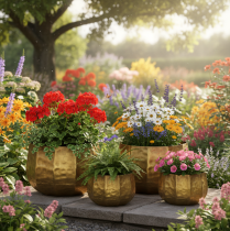 položky Kovový dekoratívny kvetináč, mosadz, Ø22/18/14 cm, sada 3 kusov