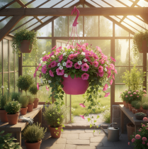 položky Závesný košík ružový kvetináč s otvormi Ø25cm V50cm