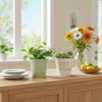 položky Kvetináč Art of Nature s nápisom, dekorácia na parapet a do obývačky, 15 cm, 2 kusy