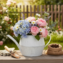 položky Dekoratívny kovový džbán, biely, vintage shabby chic, 28 cm