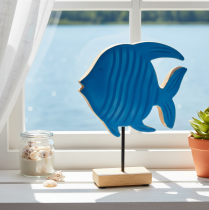 položky Drevená figúrka ryby, námorná dekorácia, ručne vyrobená stolová dekorácia do obývačky, 22 cm