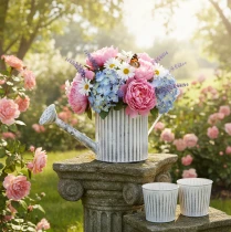 položky Vintage kvetináč Ø17cm, dekoratívna krhlica, kovový kvetináč v štýle shabby chic