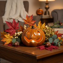 položky Keramická tekvica LED Halloween dekorácia malá 10 cm
