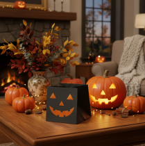 Článok Papierové vrecko na kvetináč s tekvicovou tvárou Halloween dekorácia 10 cm 6 ks