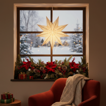 Článok Vianočná hviezda LED dekorácia na zavesenie, teplá biela, do interiéru, 38 cm