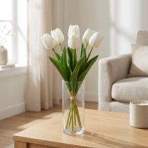 Článok Biele tulipány Dekorácia Real Touch Umelé kvety jar 49cm 5 ks